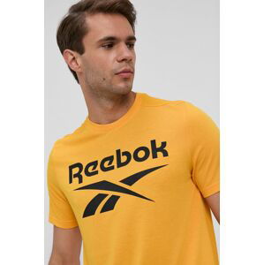 Tričko Reebok GT5759 pánské, žlutá barva, s potiskem
