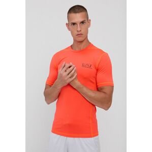 Tričko EA7 Emporio Armani pánské, oranžová barva, s potiskem