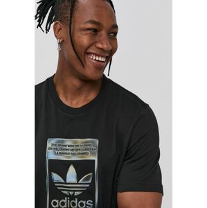 Bavlněné tričko adidas Originals černá barva, s potiskem