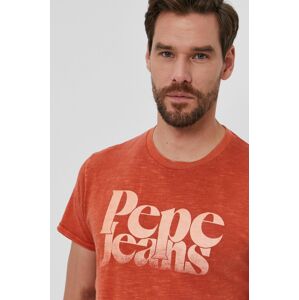 Bavlněné tričko Pepe Jeans Yuri oranžová barva, hladké