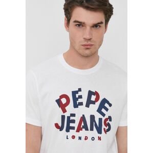 Bavlněné tričko Pepe Jeans Raphael bílá barva, s potiskem