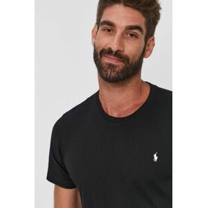 Bavlněné tričko Polo Ralph Lauren černá barva, hladké
