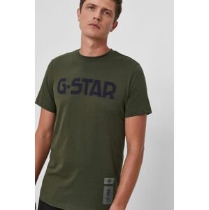 Bavlněné tričko G-Star Raw zelená barva, s aplikací