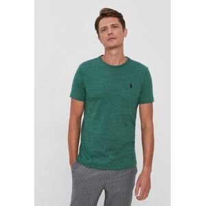 Bavlněné tričko Polo Ralph Lauren zelená barva, hladké