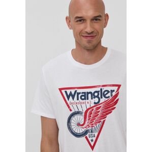 Tričko Wrangler pánské, bílá barva, s potiskem