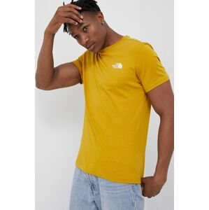 Bavlněné tričko The North Face žlutá barva, s potiskem