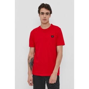 Bavlněné tričko Paul&Shark červená barva, hladké