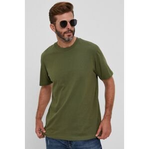 Bavlněné tričko GAP zelená barva, hladké