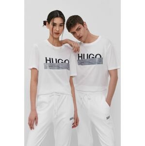 Tričko Hugo bílá barva, s potiskem