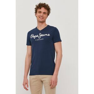 Tričko Pepe Jeans pánské, tmavomodrá barva, s potiskem