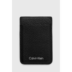 Kožené pouzdro na karty + přívěsek na klíče Calvin Klein černá barva