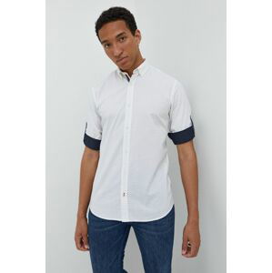 Bavlněné tričko Jack & Jones bílá barva, regular, s límečkem button-down