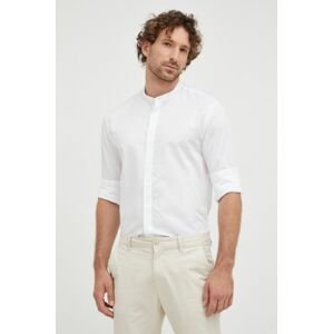 Bavlněné tričko Tiger Of Sweden bílá barva, slim, se stojáčkem