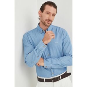 Bavlněné tričko BOSS Boss Casual slim, s límečkem button-down