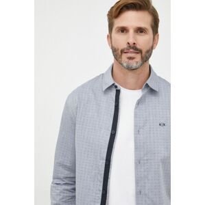 Bavlněné tričko Armani Exchange šedá barva, regular, s klasickým límcem