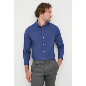 Košile Polo Ralph Lauren pánská, tmavomodrá barva, slim, s límečkem button-down