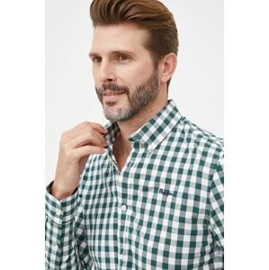 Košile Pepe Jeans pánská, zelená barva, slim, s límečkem button-down