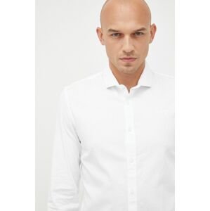 Bavlněné tričko Pepe Jeans bílá barva, slim, s italským límcem