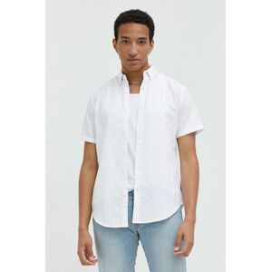 Plátěná košile Superdry pánská, bílá barva, regular, s límečkem button-down