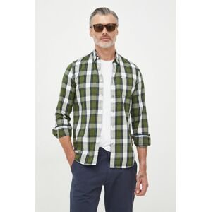 Bavlněné tričko Pepe Jeans zelená barva, relaxed, s límečkem button-down