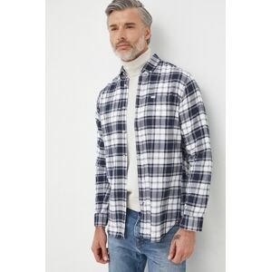 Bavlněné tričko Pepe Jeans tmavomodrá barva, regular, s límečkem button-down