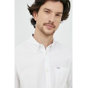 Bavlněné tričko Pepe Jeans bílá barva, regular, s límečkem button-down