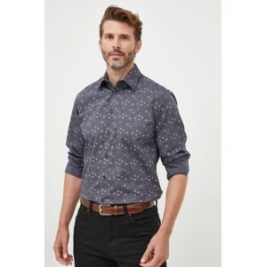 Bavlněné tričko Selected Homme tmavomodrá barva, slim, s klasickým límcem