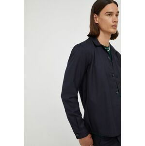Košile Bruuns Bazaar pánská, tmavomodrá barva, regular, s klasickým límcem