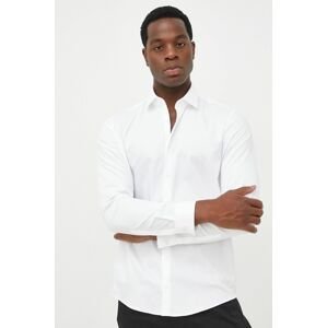 Bavlněné tričko Calvin Klein bílá barva, slim, s italským límcem