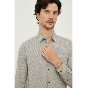 Bavlněné tričko Sisley béžová barva, regular, s klasickým límcem