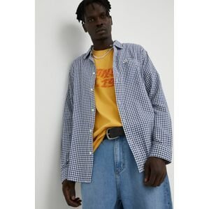 Bavlněné tričko Wrangler tmavomodrá barva, regular, s klasickým límcem