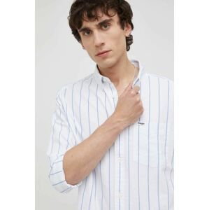 Bavlněné tričko Wrangler bílá barva, regular, s límečkem button-down