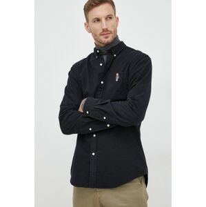 Bavlněné tričko Polo Ralph Lauren tmavomodrá barva, slim, s límečkem button-down