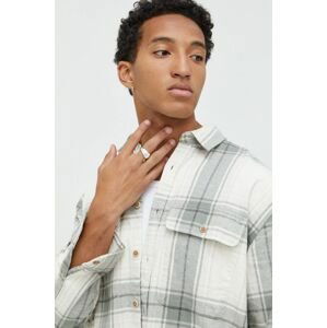 Košile Abercrombie & Fitch béžová barva, relaxed, s klasickým límcem