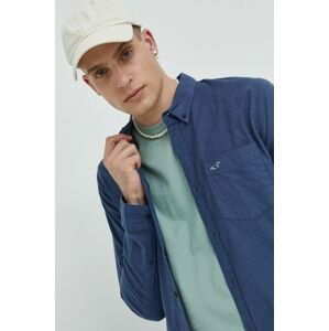 Košile Hollister Co. pánská, tmavomodrá barva, regular, s límečkem button-down