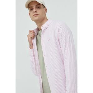 Košile Hollister Co. pánská, růžová barva, relaxed, s klasickým límcem