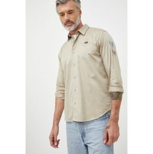 Bavlněné tričko La Martina béžová barva, regular, s klasickým límcem