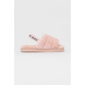 Pantofle Calvin Klein Jeans Home Slipper Fakefur Elastic růžová barva