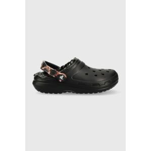 Pantofle Crocs Classiclinedanimalremixclog černá barva, 207842.0ZR.D-BL.MLC.AN