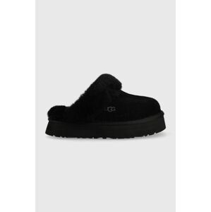 Kožené papuče UGG W Disquette černá barva, 1122550.BLK