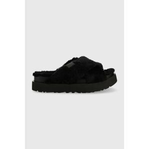 Pantofle UGG W Fuzz Sugar Cross Slide , černá barva