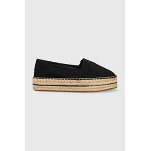 Espadrilky Tommy Hilfiger Th Textured Flatform černá barva, na platformě