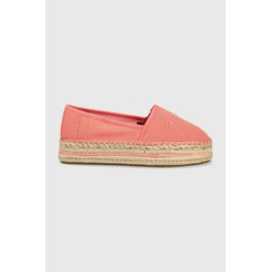 Espadrilky Tommy Hilfiger Th Textured Flatform růžová barva, na platformě