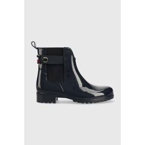 Holínky Tommy Hilfiger Ankle Rainboot With Metal Detail dámské, tmavomodrá barva