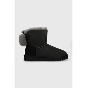 Dětské semišové sněhule UGG W Mini Bailey Fuzzy Bow černá barva