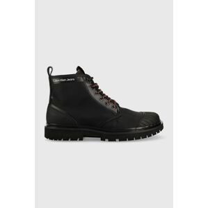 Boty Calvin Klein Jeans Lug Mid Laceup Boot Thermo pánské, černá barva