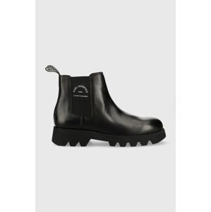Kožené kotníkové boty Karl Lagerfeld Terra Firma pánské, černá barva