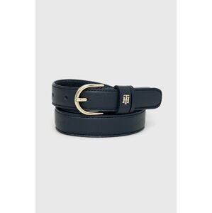 Kožený pásek Tommy Hilfiger Timeless Belt 2.5 Bombe dámský, tmavomodrá barva