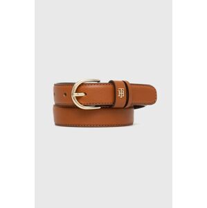 Kožený pásek Tommy Hilfiger Timeless Belt 2.5 Bombe dámský, hnědá barva