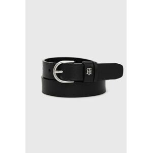 Kožený pásek Tommy Hilfiger Timeless Belt 2.5 dámský, černá barva